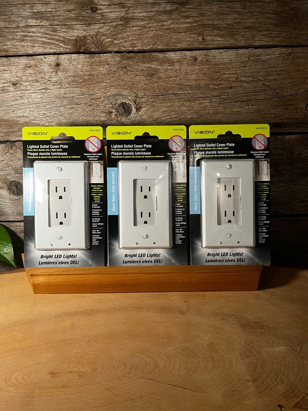 💡 3 PACK 💡VISION Night Light Outlet Cover - Brand NEW in package